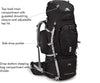 High Sierra Appalachian Top Load Internal Frame Hiking Pack, Black/Black/Silver, 75-Liter