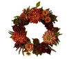 22-Inch Artificial Dahlia and Mum Wreath - Autumn Beauty Wreath for Front Door