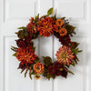 22-Inch Artificial Dahlia and Mum Wreath - Autumn Beauty Wreath for Front Door
