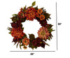 22-Inch Artificial Dahlia and Mum Wreath - Autumn Beauty Wreath for Front Door
