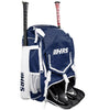 Hit Run Steal Bat Bag Backpack Holds 4 Bats, Gloves, Helmet & Cleats, Navy Blue