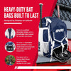 Hit Run Steal Bat Bag Backpack Holds 4 Bats, Gloves, Helmet & Cleats, Navy Blue
