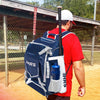 Hit Run Steal Bat Bag Backpack Holds 4 Bats, Gloves, Helmet & Cleats, Navy Blue