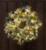 Red Co 22" Decorative Snow-Flocked Artificial Light-Up Christmas Wreath Battery Blue/Gold