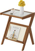 Bedside Table Side Table End Table Glass Small Table Bamboo Faux Rattan