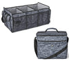3-Compartment Black Marble Insulated Trunk Organizer with 30 Can Cooler