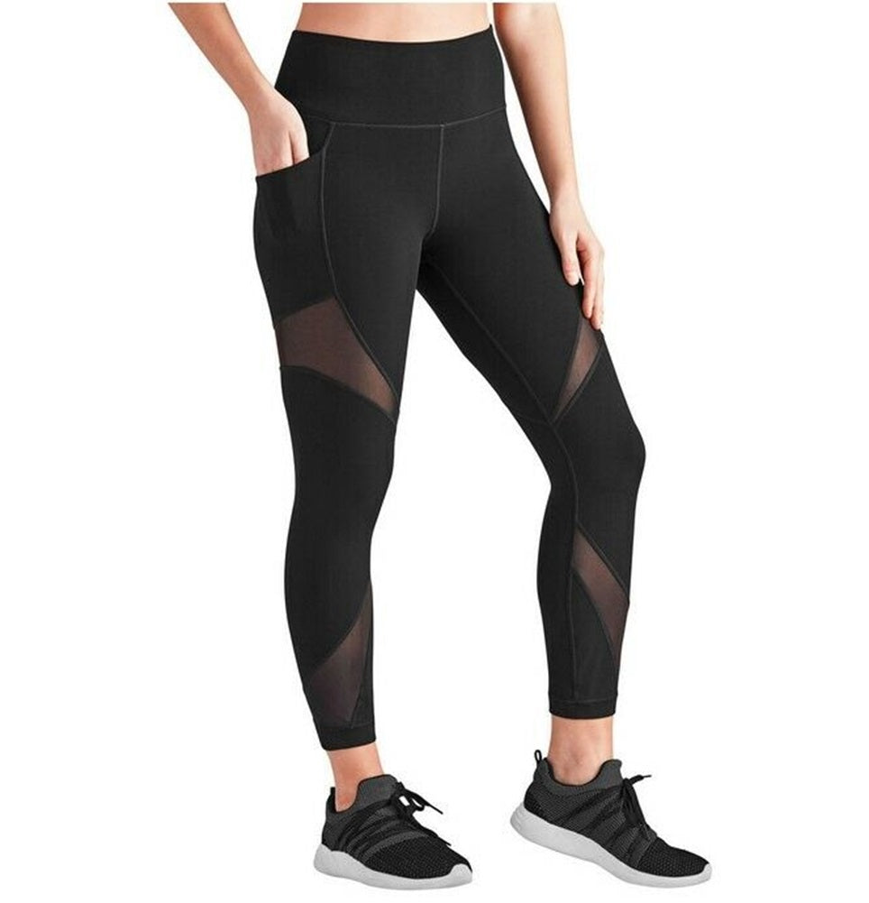 Compression Athletic Ankle Leggings with Pockets SMALL Black and Grey