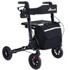 Henmnii Rollator All Terrain Aluminum Lightweight Walker with in Seat Black