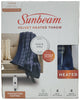 Sunbeam 11720 Velvet Electric Blanket Throw 4 Settings Blue Plaid 50 X 60