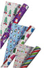 Double-Sided Holiday Gift Wrap Paper 180 SQ FT 3-Pack Fun Purple/White/Stripes