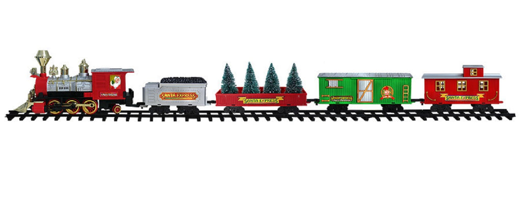 Solar Santa Train Holiday Living Battery-Powered Pre-Lit Santa Express Train with Lights ...