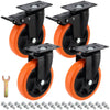 4 Pack 5 Inch Swivel Caster Wheels, Heavy Duty Caster,968lbs Load Capacity,2 Brake & 2 Non-Brake, Top Plate Casters for Cart, Workbench, Furniture