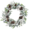 Red Co 30" Artificial Christmas Wreath Decorated Pine Cones LEDs Battery Silver