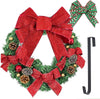18-inch Artificial Pine Christmas Wreath Decorated for Front Door with Hanger