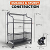 Heavy Duty Metal Garden Tool Organizer for Garage and Storage with Wheels