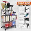 Heavy Duty Metal Garden Tool Organizer for Garage and Storage with Wheels