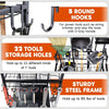 Heavy Duty Metal Garden Tool Organizer for Garage and Storage with Wheels