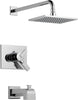 Delta Faucet Vero 17 Series Dual-Function Tub and Shower Trim Kit with Single-Spray Touch-Clean Rain Shower Head, Chrome T17453 (Valve Not Included)