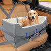 Elevated Dog Booster Car Seat for Small Dogs with Adjustable Straps Gray