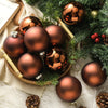 Hollowfly Brown 16-Piece 3.15-inch Hanging Glass Ball Christmas Ornaments
