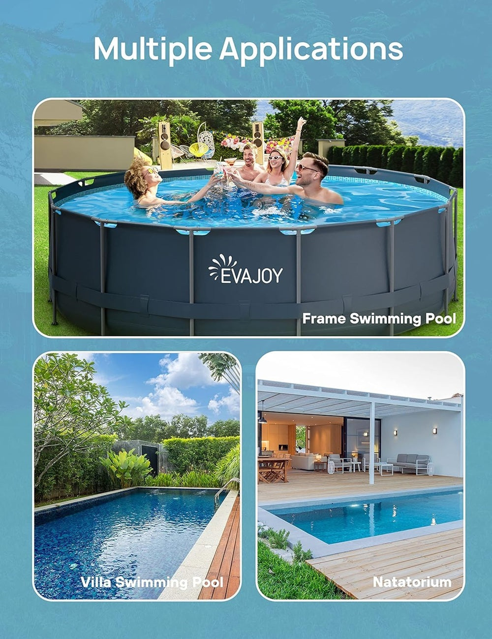 EVAJOY Sand Filter Pool Pump 2000GPH for Above Ground Swimming Pool ...