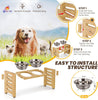 Elevated Bamboo Dog Bowl Stand with Adjustable Height Stainless Steel Bowls
