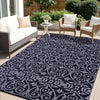 OLANLY Outdoor Rug 8FT X 10FT Waterproof Reversible Floral Black/Gray