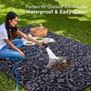 OLANLY Outdoor Rug 8FT X 10FT Waterproof Reversible Floral Black/Gray