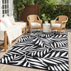 OLANLY Outdoor Rug 9FT X 12FT Waterproof Reversible Leaf Pattern Mat Black
