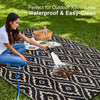 OLANLY 9FT X 12FT Outdoor Reversible Straw Mat Geometric Black and Beige