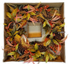 30-inch Harvest Decorated Artificial FERN Wreath with Pine Comes in Orange/Gold