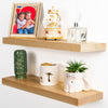 Houthvige 2 Pc Natural Pine Wooden Floating Shelves for Wall with No Drilling