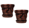 Gardens Need 13inch Plastic Round Flower Pot with Tray Antique Bronze 2-Pack