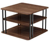 GOLDFAN 3-Tier Square Coffee Table with Storage Modern Living Room Deep Oak/Black