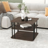 GOLDFAN 3-Tier Square Coffee Table with Storage Modern Living Room Deep Oak/Black