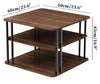 GOLDFAN 3-Tier Square Coffee Table with Storage Modern Living Room Deep Oak/Black