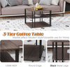 GOLDFAN 3-Tier Square Coffee Table with Storage Modern Living Room Deep Oak/Black