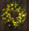 Red Co 26-inch Artificial Light-Up Decorated Christmas Wreath Battery-Operated