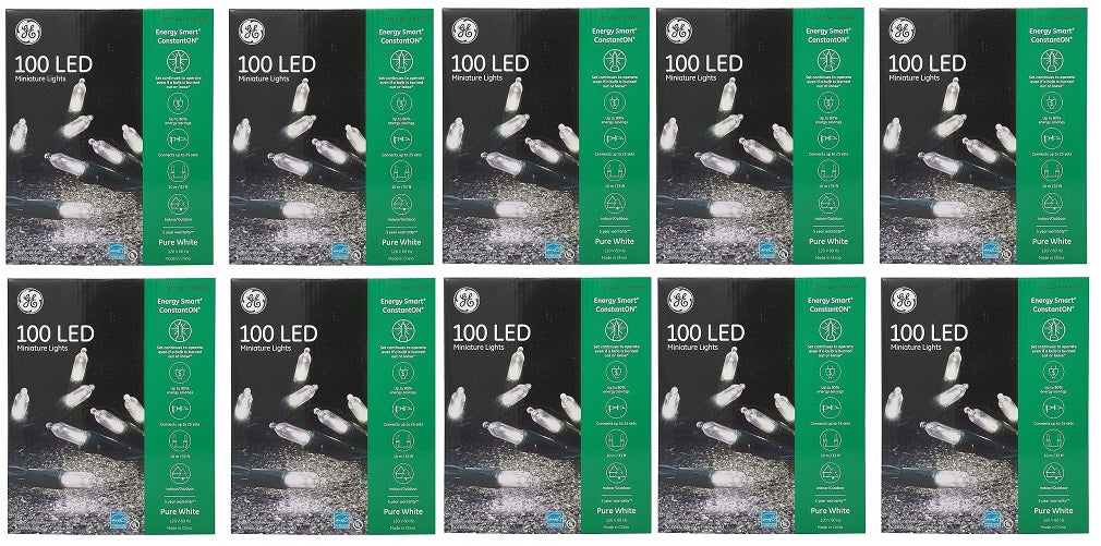 GE 100 Miniature Lights Energy Smart ConstantOn Pure White 10-Pack