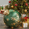 Oversized 19-inch Green/Gold Snowflake Holiday Ornament with LED Lights