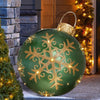 Oversized 19-inch Green/Gold Snowflake Holiday Ornament with LED Lights