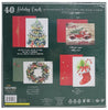40 Holiday Cards with Self-Sealing Envelopes and Stickers - Rustic Holiday