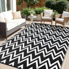 OLANLY 9FT X 12FT Outdoor Reversible Straw Mat Chevron Pattern Black/White