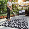 OLANLY 9FT X 12FT Outdoor Reversible Straw Mat Chevron Pattern Black/White