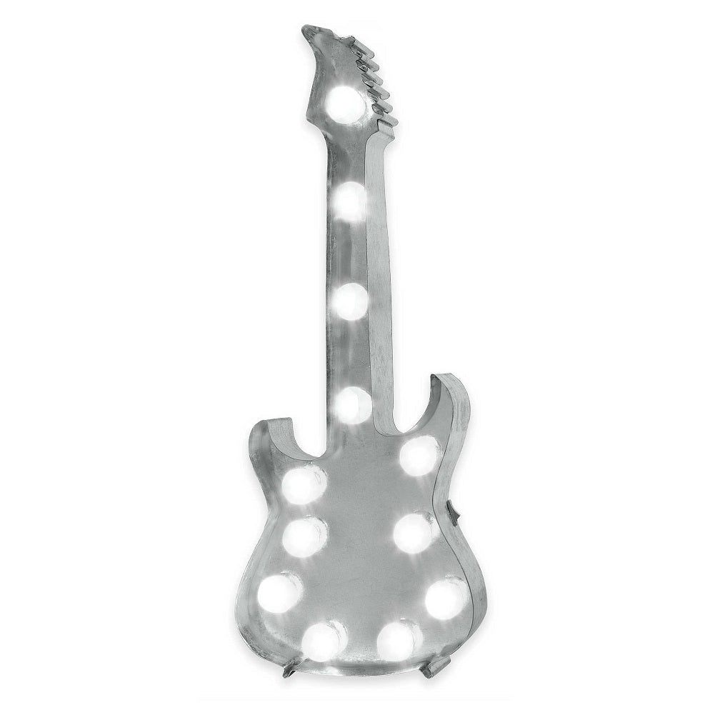 Loft Living LED Marquee Electric Guitar Metal Wall Art, 20" Tall