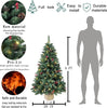 4ft Pre-lit Decorated Artificial Christmas Tree LED Lights with Burlap Base