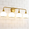 Hahzt Brass Gold Bathroom Light Fixtures 4-Lights Vanity Lights with Milky White Frosted Glass Shade Bathroom Vanity Light 30.7 inch Wall Sconce Lighting Bath