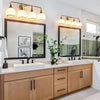 Hahzt Brass Gold Bathroom Light Fixtures 4-Lights Vanity Lights with Milky White Frosted Glass Shade Bathroom Vanity Light 30.7 inch Wall Sconce Lighting Bath