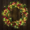 Red Co 30-inch Artificial Christmas Wreath Decorated LED Lights Battery Red/Gold
