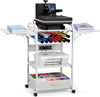 Olbrus 3-Tier Movable Heat Press Table with Folding Shelf White